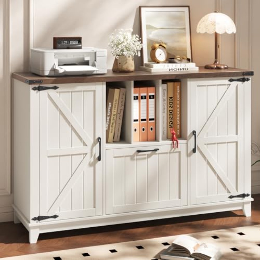 File Cabinet Lateral - Lateral File Cabinet, Rustic White Farmhouse