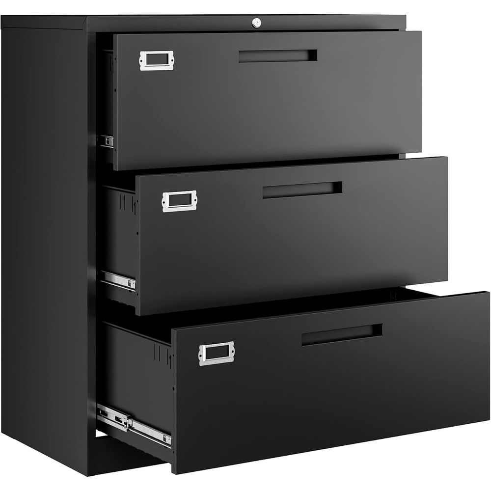 Black Lateral 3 Drawer Locked  - File Cabinet Lateral ulasan dan harga