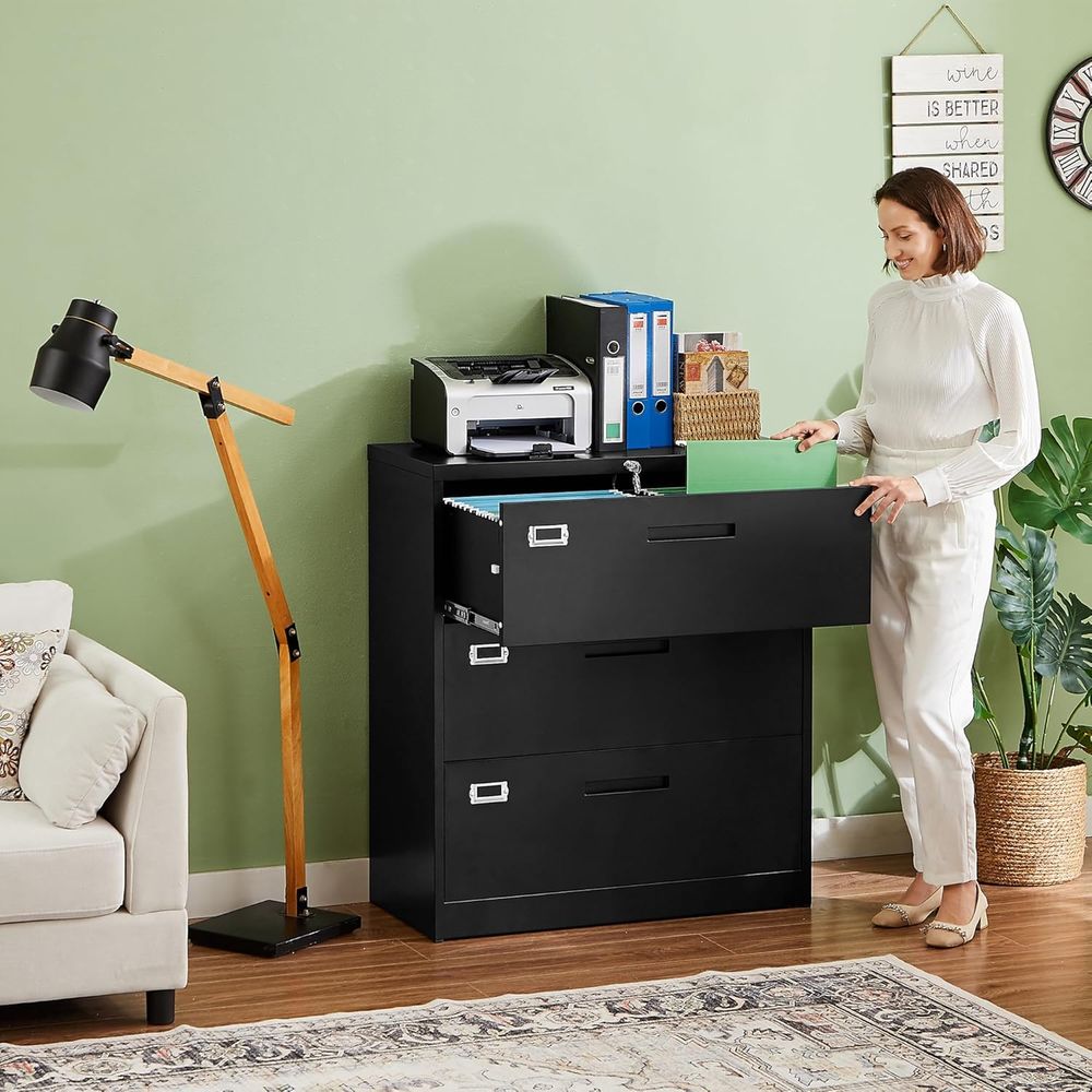 Black Lateral 3 Drawer Locked  - File Cabinet Lateral ulasan dan harga