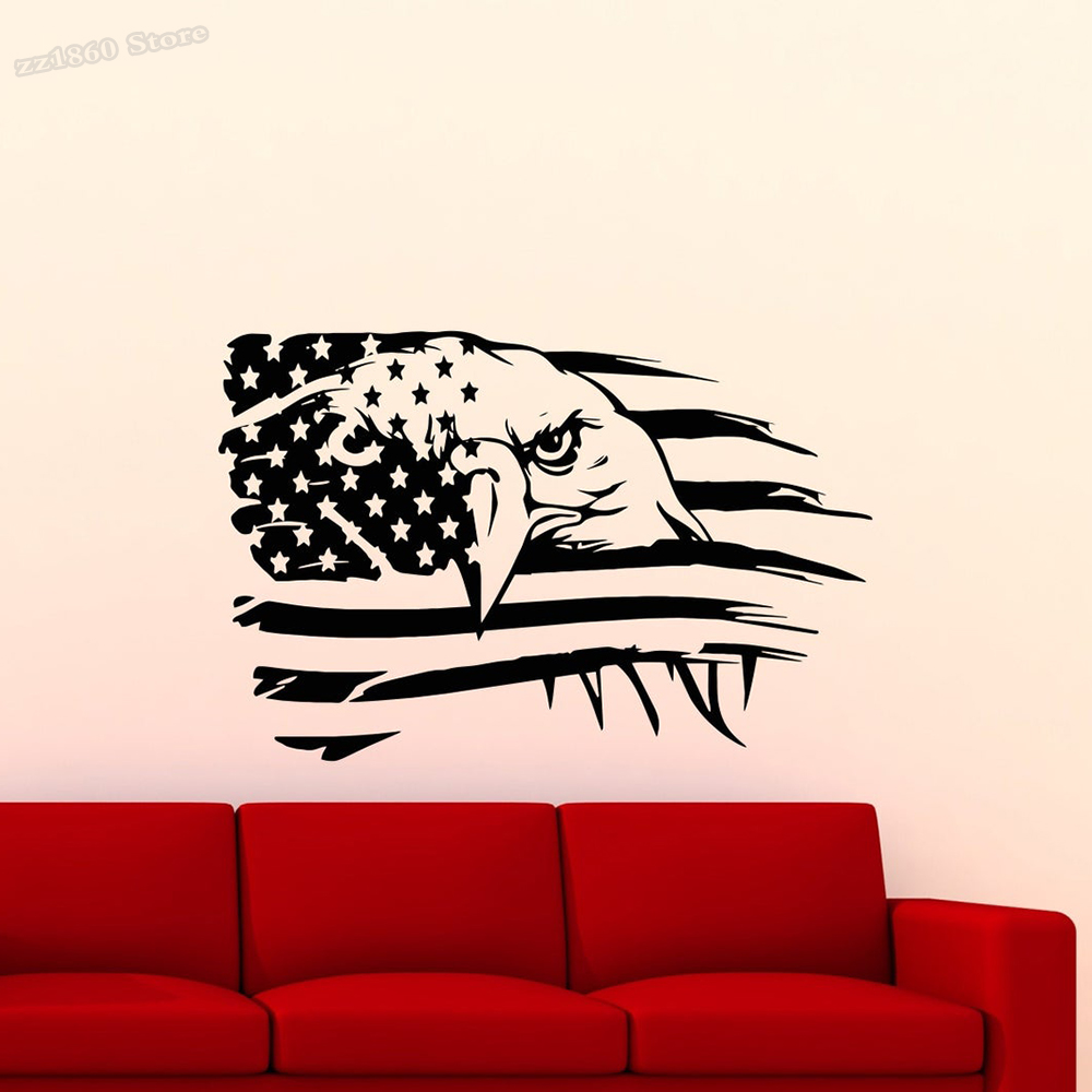 American Flag Wall Decal Eagle - Office Furniture In Usa ulasan dan harga