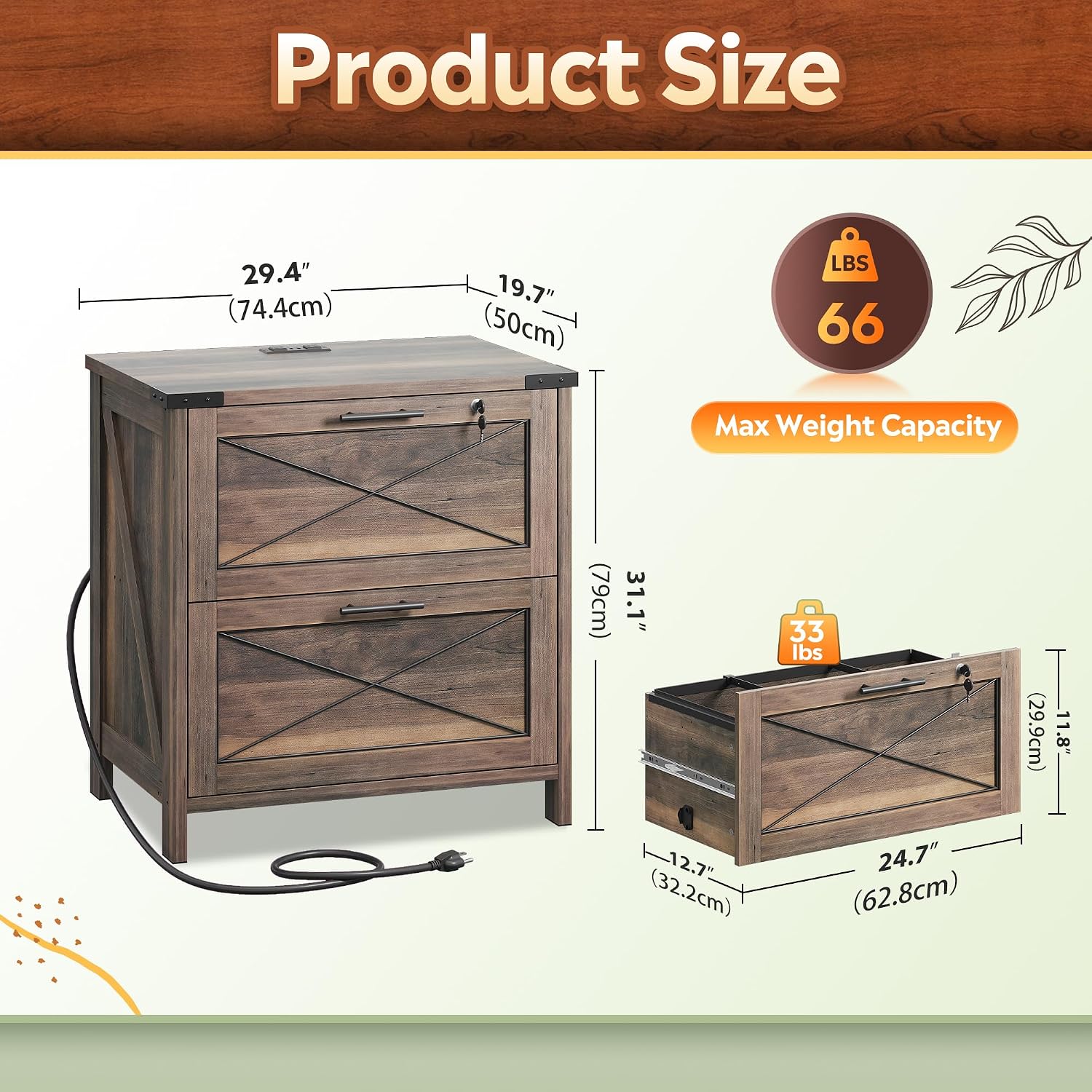 Wood Lateral File Cabinet, 2 D - File Cabinet Lateral ulasan dan harga