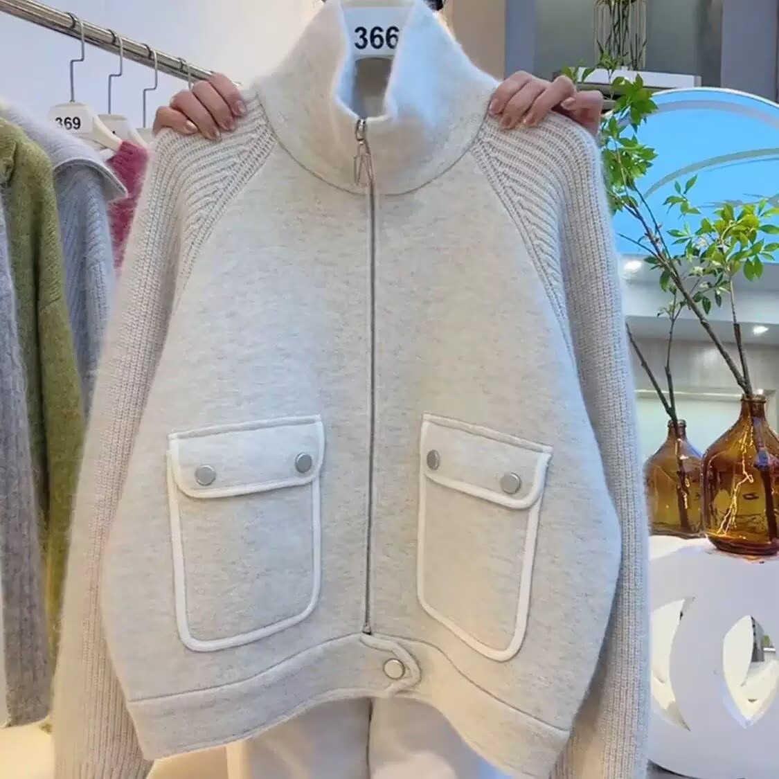 Ladies High Collar Knitted Swe - Coat Rack Standing ulasan dan harga