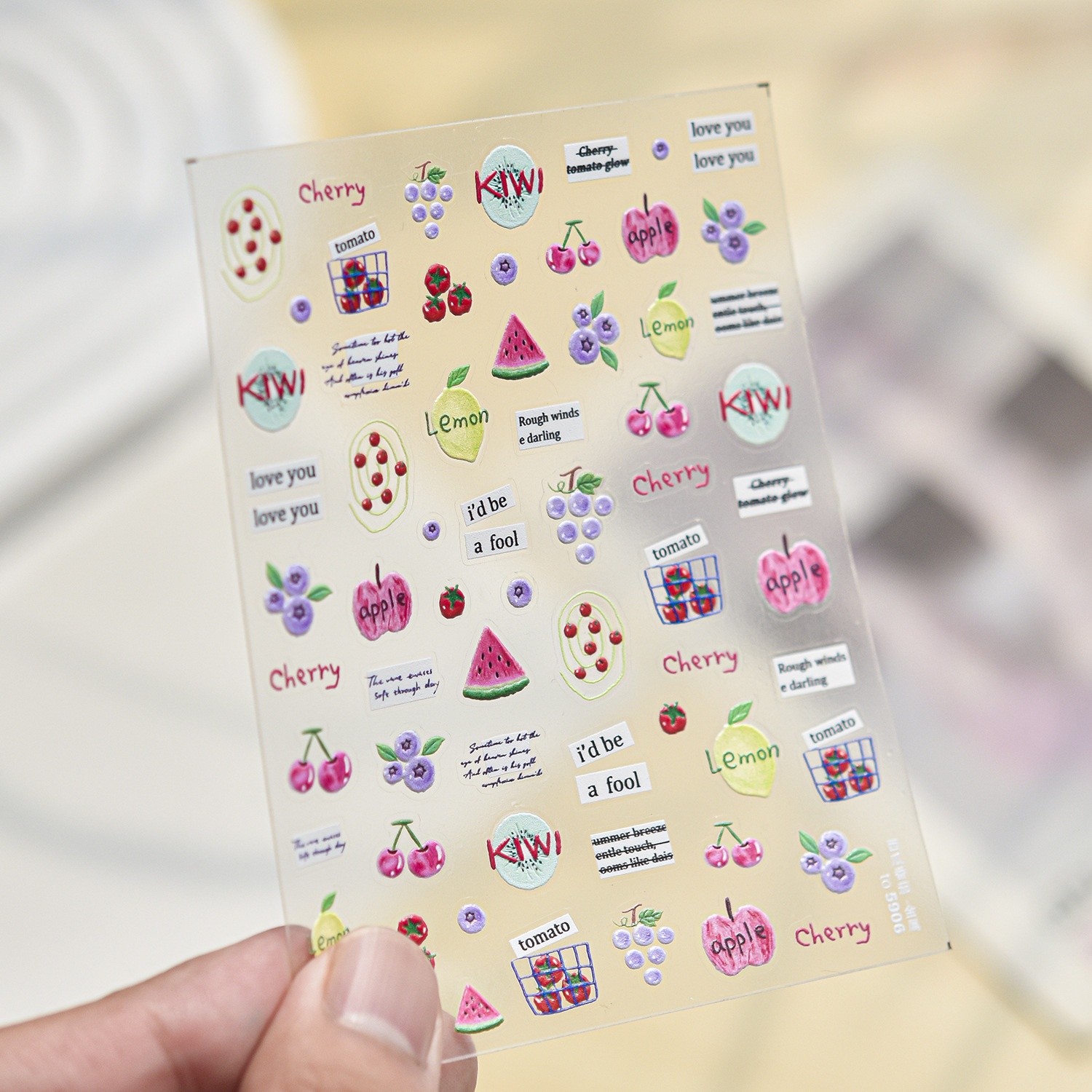 Fresh Fruit Nail Decals 5D Plu - Paper Basket Mesh ulasan dan harga