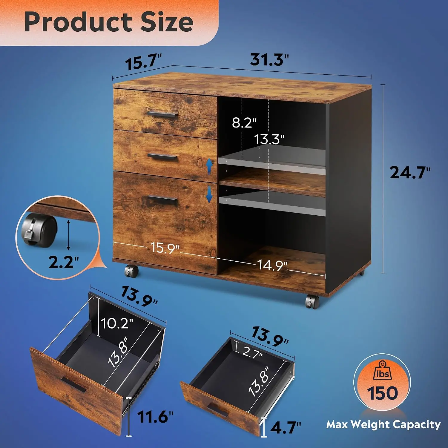 3-Drawer Mobile File Cabinet,  - File Cabinet Lateral ulasan dan harga