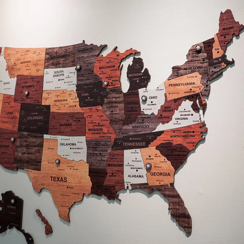 1pcs Wooden Map Puzzle Wall St - Office Furniture In Usa ulasan dan harga