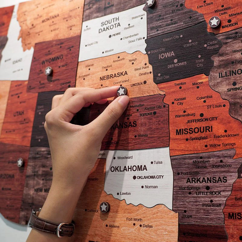 1pcs Wooden Map Puzzle Wall St - Office Furniture In Usa ulasan dan harga