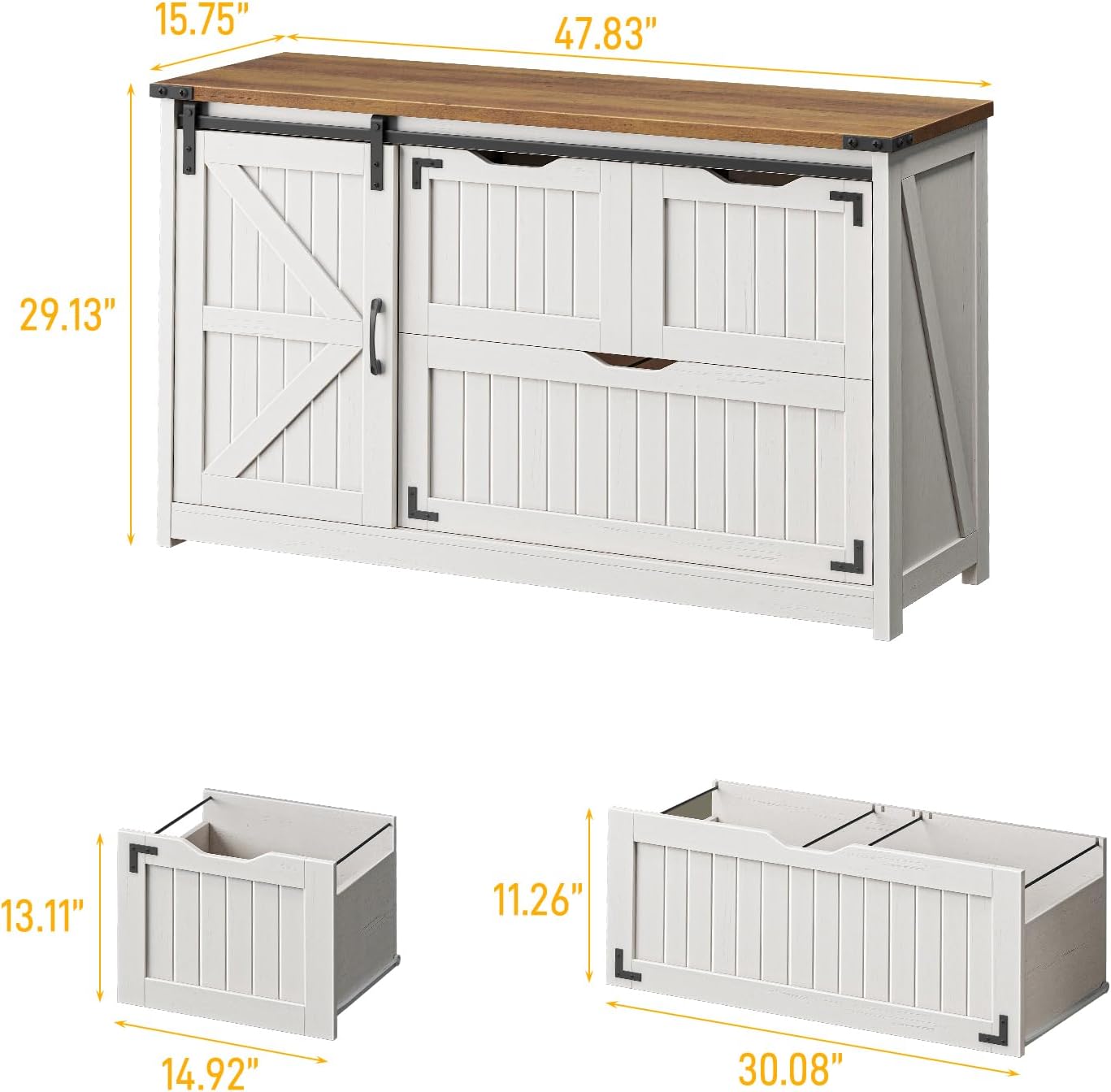 Off White 47.8 Inch Farmhouse  - File Cabinet Lateral ulasan dan harga