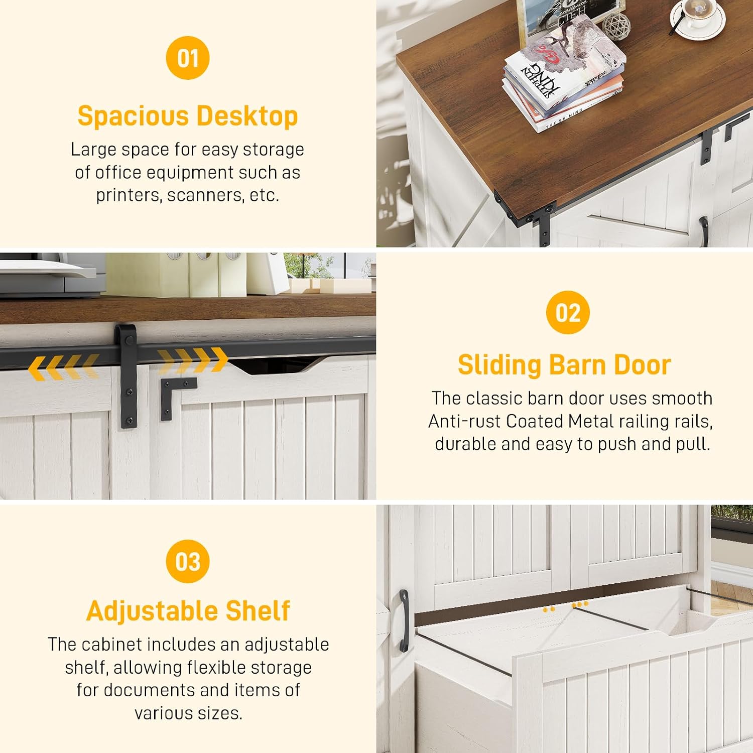 Off White 47.8 Inch Farmhouse  - File Cabinet Lateral ulasan dan harga