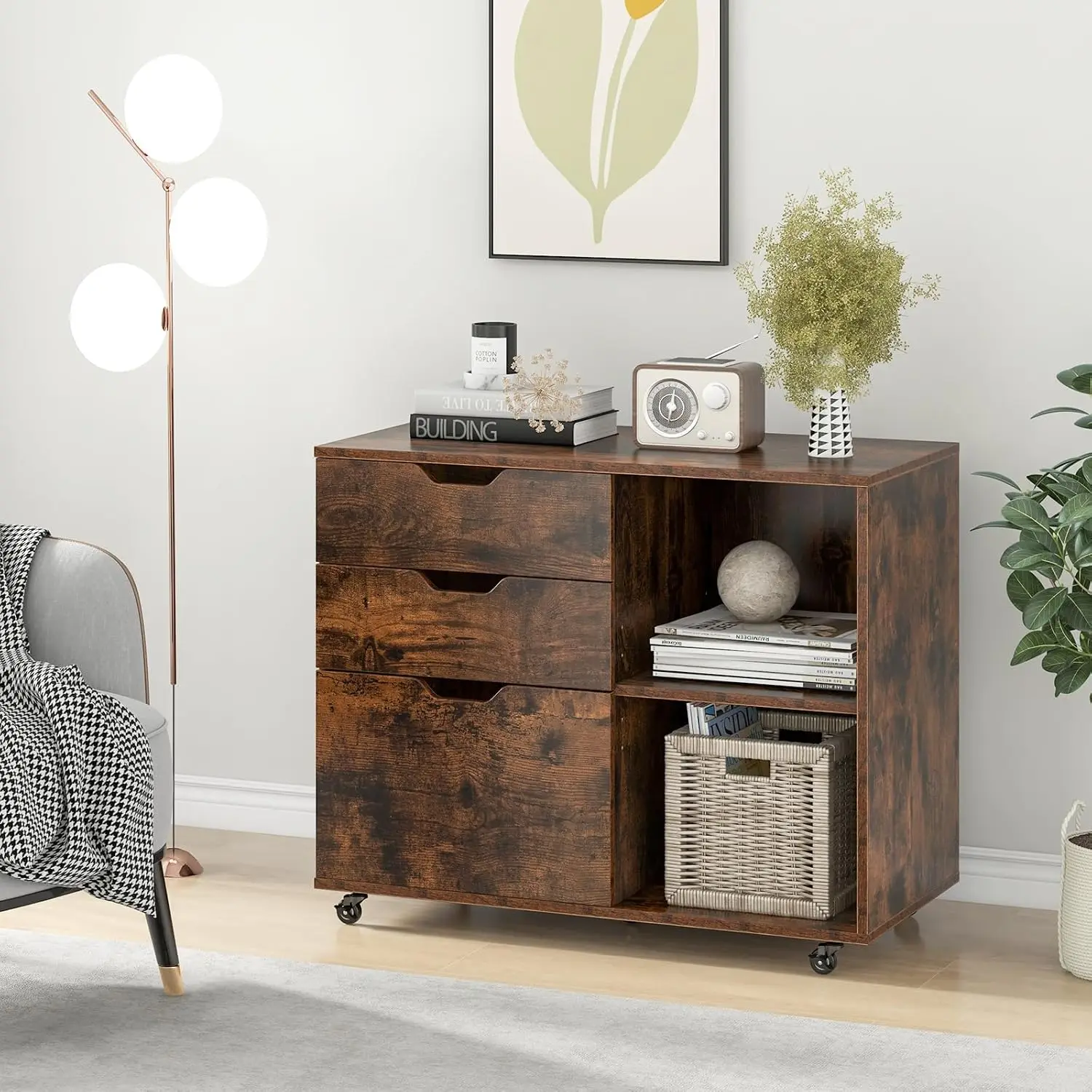 3-Drawer File Cabinet, Mobile  - File Cabinet Lateral ulasan dan harga